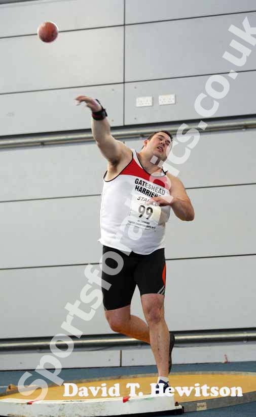 Craig Sturrock (Gateshead) wins the senior mens shot.